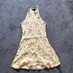 Floral Yellow mini halter Dress